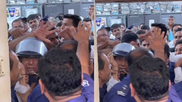 গণহত্যাকারী সাবেক আইন মন্ত্রী ফ্যাসিস্ট আনিসুল হককে চড়-থাপ্পড় ও কিল-ঘুষি
